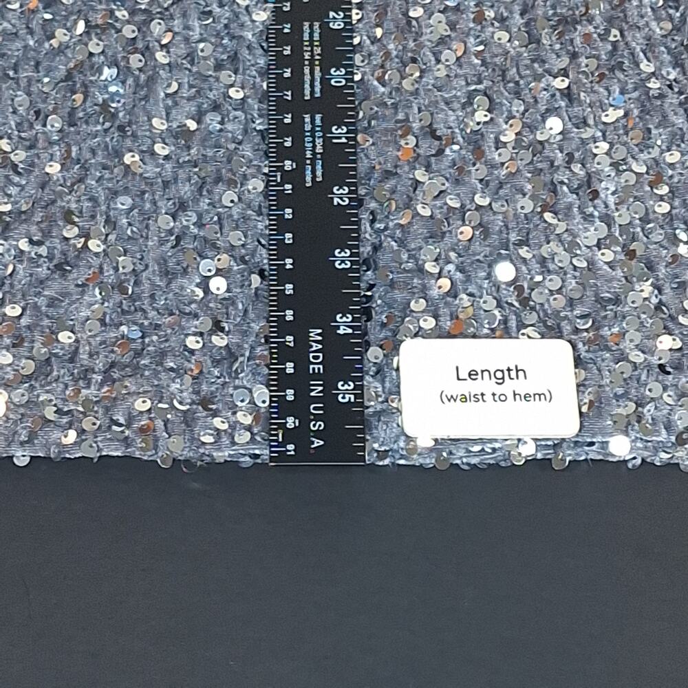 Silver Sequin Midi Skirt - Elegant Evening Shine - Picture 4 of 9
